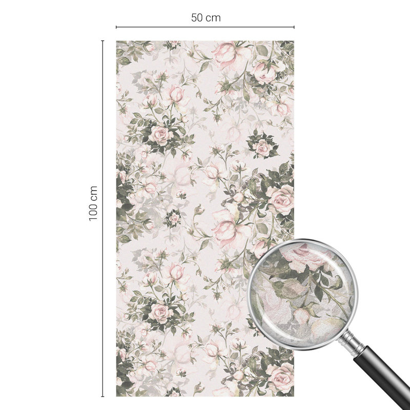Floral Stained Glass Decorative Film Beauty, Privacy Window Adhesive – 50×100 Cm