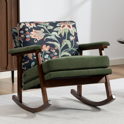 Fauteuil berçant rembourré de 29,1 po de largeur avec pieds en bois massif
