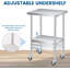 Table de préparation en acier inoxydable, 24 po x 24 po, avec tablette inférieure réglable et 4 roulettes, table commerciale robuste avec tablette inférieure réglable pour une utilisation extérieure, restaurants, hôtels, travaux