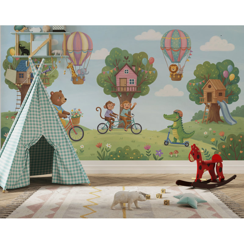 Papier peint nature fantaisiste Treehouse, Non tissé non collé, 120 po x 96 po