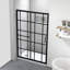 Cyrus 48" W x 72" H Single Sliding Aluminum Framed Black-Grid Shower Door with Tempered Glass and Protective Coating Treatment
