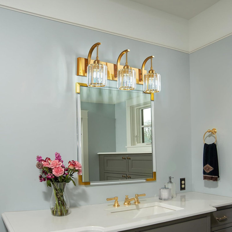 Luminaire de meuble-lavabo moderne à 3 lumières avec abat-jour en cristal K9, applique murale dorée pour éclairage de miroir dans la salle de bain, espace de maquillage, couloir, luminaire élégant et durable
