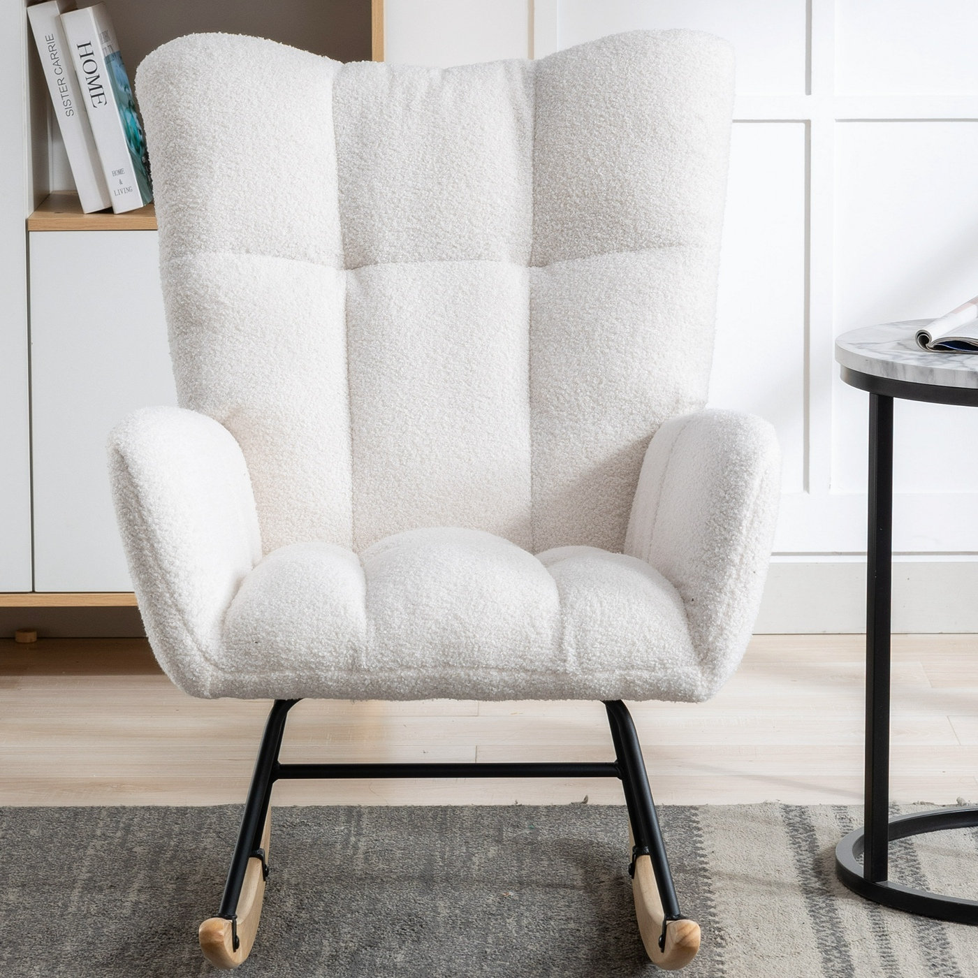 George Oliver Fabric Rocking Chair With Safe Solid Wood Base - Wayfair ...
