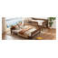 Grand lit superposé en bois massif avec tablettes et plateau de rangement, solution de couchage brune rétro pour enfants et adultes