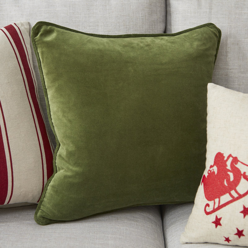 Baylie Cotton Velvet Throw Pillow, Green, Pillow Cover Only - No Insert