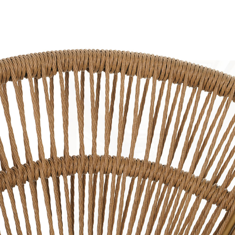 Chaise longue d'extérieur en osier, Coussin beige / structure brun clair