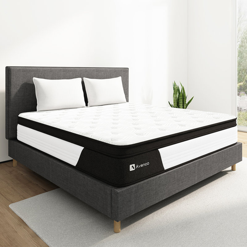 Avenco Medium-Firm Gel Pillow Top Hybrid Mattress, Queen, 12"
