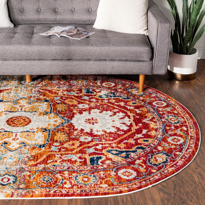 Hagedorn Oriental Area Rug, Oval 5'3" x 8', Red