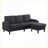 Sectional Sofa with Storage Ottoman | Charcoal Gray L-Shaped 3-Seat Couch for Small Spaces | USB Ports | DARK GREY | Wood+Fabric