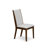 3 Piece Wooden Dining Table Set Contains 1 Round Pedestal Dining Table and 2 Light Tan Linen Fabric Dinning Room Chairs with High Back - Mahogany Finish