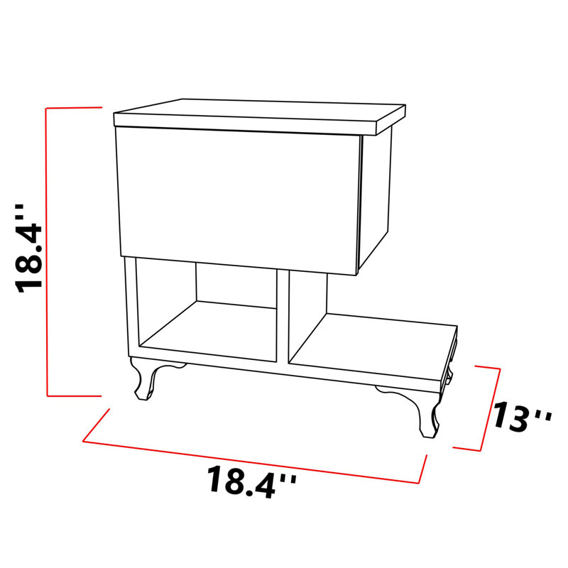 18.43'' W Particle Board / Chipboard Nightstand