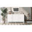 Buffet moderne de 58 pouces de large avec portes à motif ondulé, armoire de rangement de 32 po de hauteur avec tablettes réglables et poignées en métal, blanc-427520446