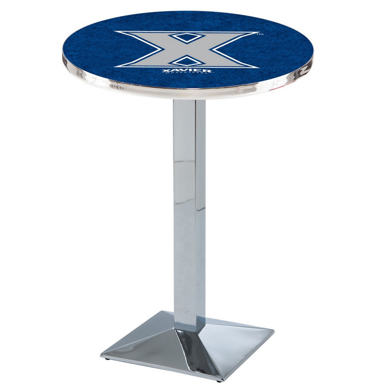 Round Metal Base Dining Table, Chrome, Xavier