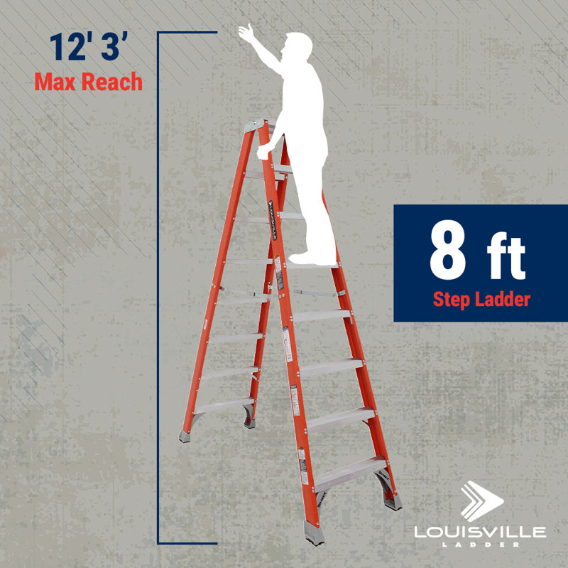 Échelle de louisville, 8 pi, échelle en fibre de verre, échelle de type ia, capacité de charge de 300 lb, fm1508
