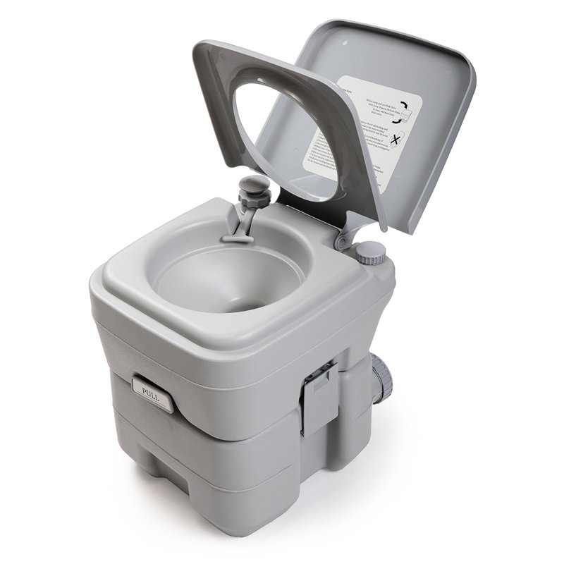 5 Gallons Portable Round Toilet for Travel Camping Outdoor/Indoor, Gray