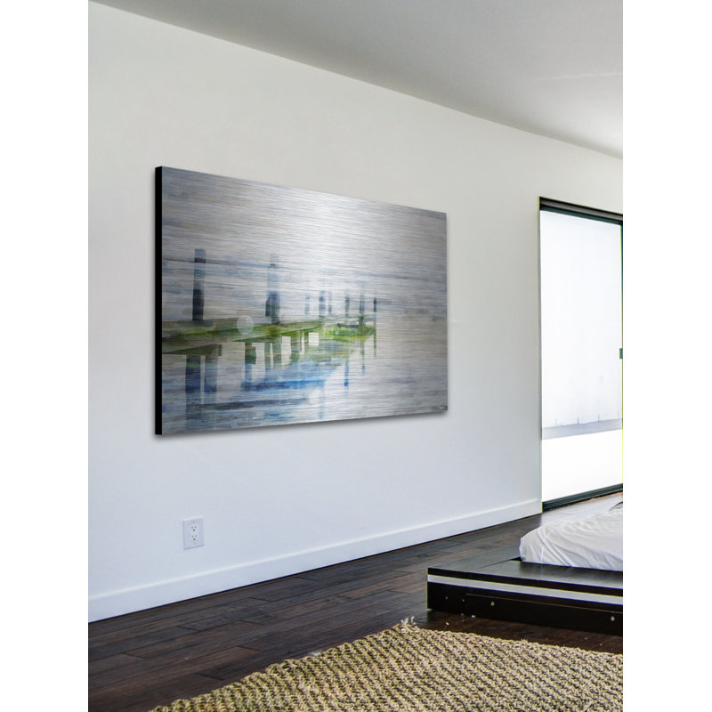 Reproduction de photo sur métal, "dock mist" par parvez taj, 40 po x 60 po