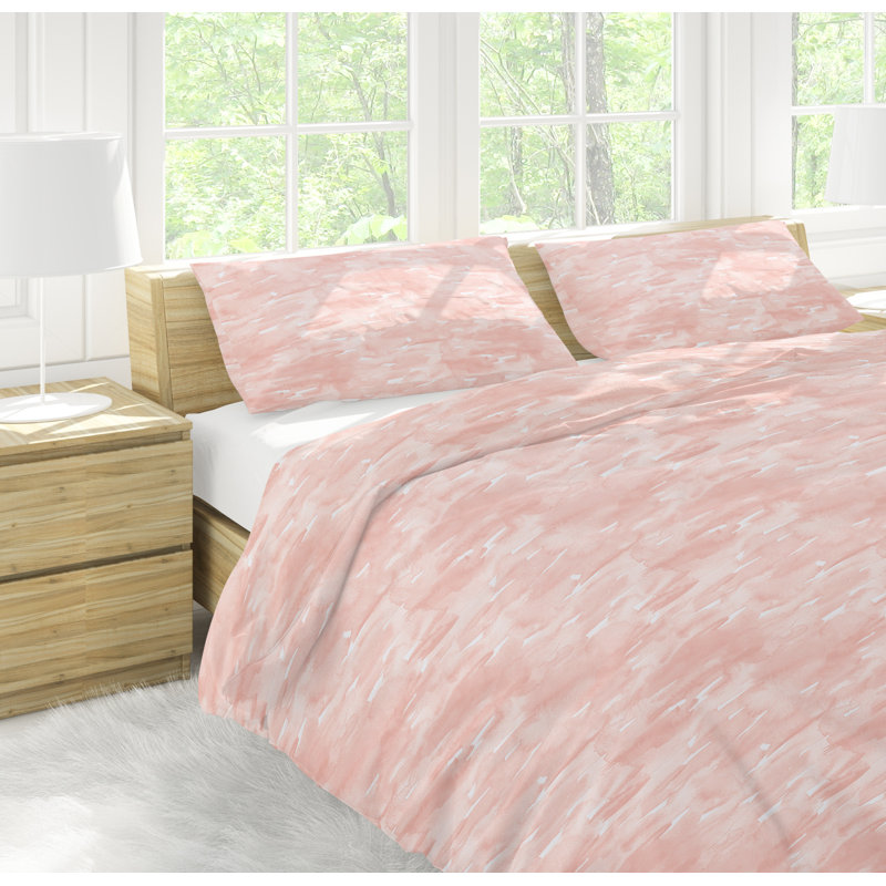 Sateen Abstract Duvet Cover, King/Cal. King Duvet Cover + 2 Shams, Pink