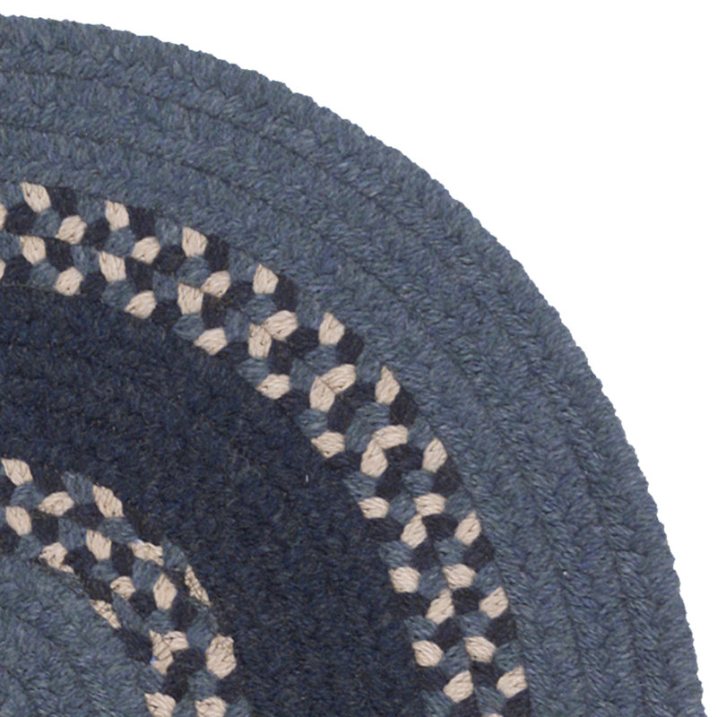 Tapis réversible en mélange de laine Garvey - bleu, Rond 13 pi