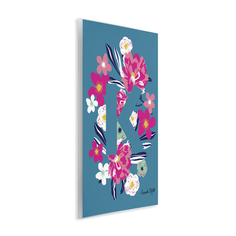 Art floral sur plaque florale lettre K par Hannah Louise Byatt, H 15 po x l 10 po