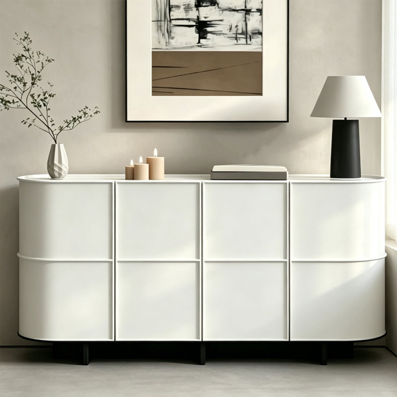Buffet et armoire d'entrée simple laqué, H 33,46 po x l 78,7 po x P 15,75 po, White