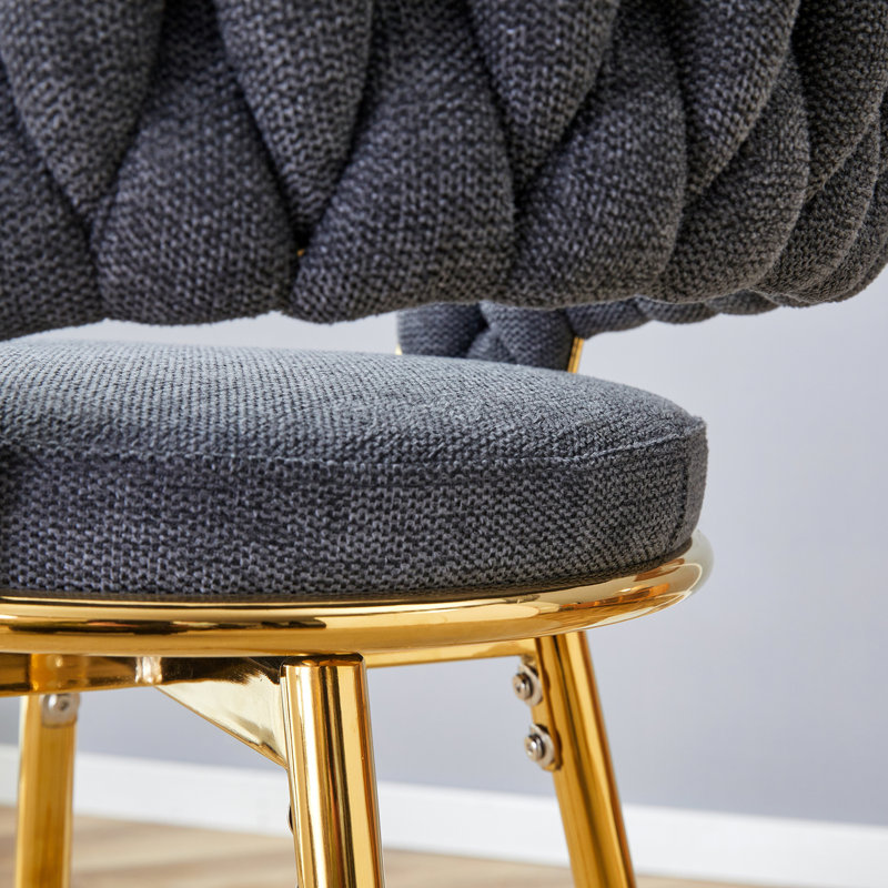 Two Sets Of Swivel Bar Stools, Gray, Gold