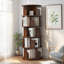 Bibliothèque rotative à 5 niveaux, bibliothèque rotative à 360 °, peu encombrante, petite bibliothèque rotative pour chambre à coucher, salon, maison, bureau, noyer