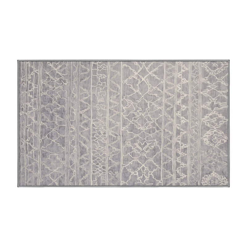 Machine Washable Gray Area Rug, Rectangle 2' x 3'