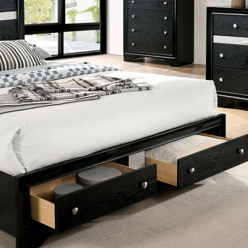 1pièce lit grand contemporain noir 1pc
