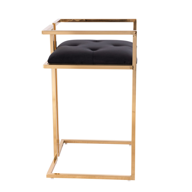 Aurelian Upholstered Counter Stool with Metal Frame, Gold/Black
