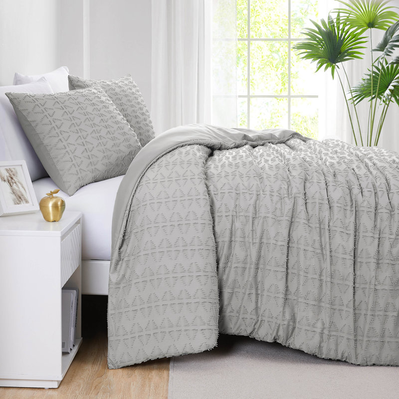 Ensemble de housse de couette en microfibre à motif de jacquard Bali Collection Bali, Gris acier