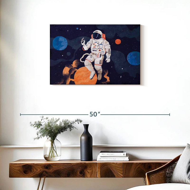 Oberle astronaute avec planètes, H 20 po x l 30 po