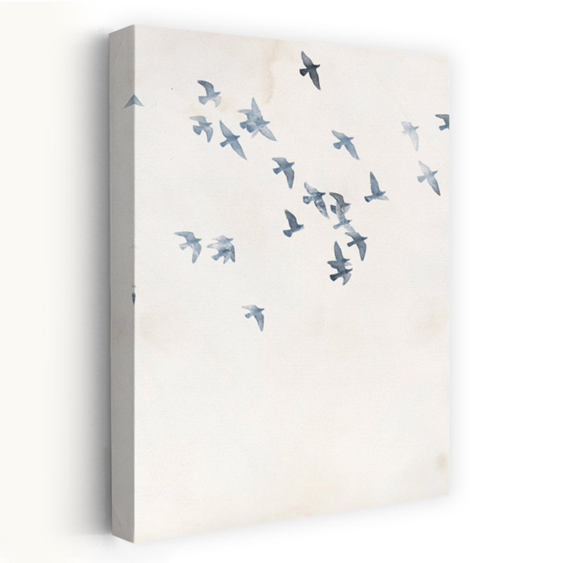 Pigeons, ciel, oiseau, art contemporain, H 48 po x l 32 po