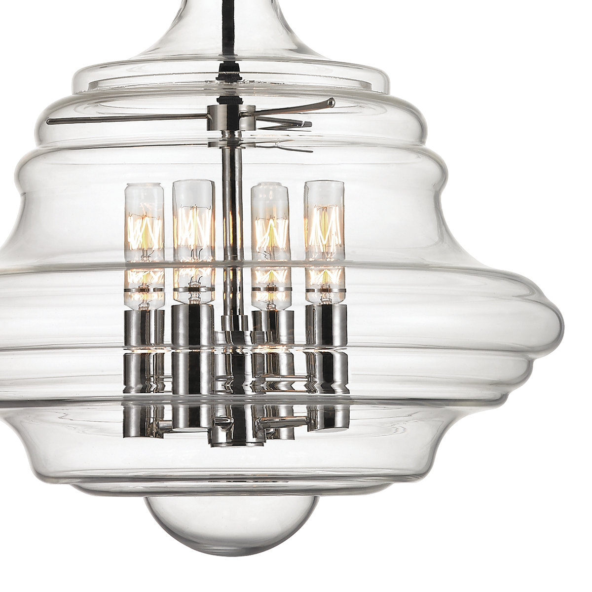 Roth 4 Light Glass Pendant, Polished Nickel