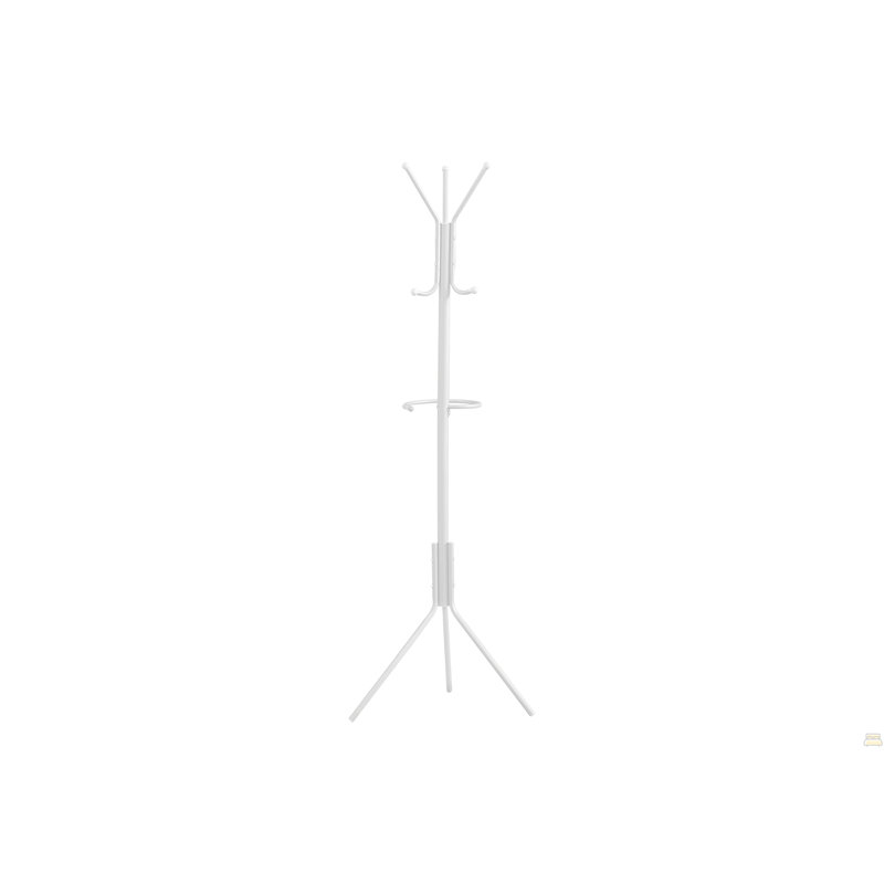 Portemanteau, portemanteau, autoportant, barre suspendue, 6 crochets, vestibule, h 68 po, chambre à coucher, métal blanc, contemporain, moderne