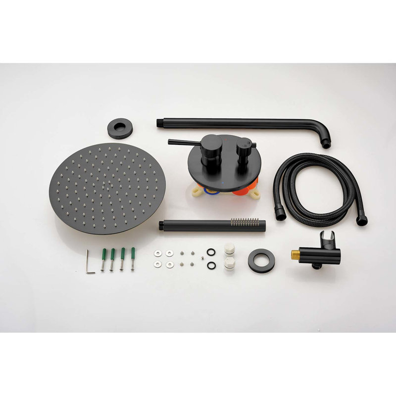 Brass And Stainless Steel Wall Mounted Shower - Matte Black Style Bathroom Comprised Of, Matte Black