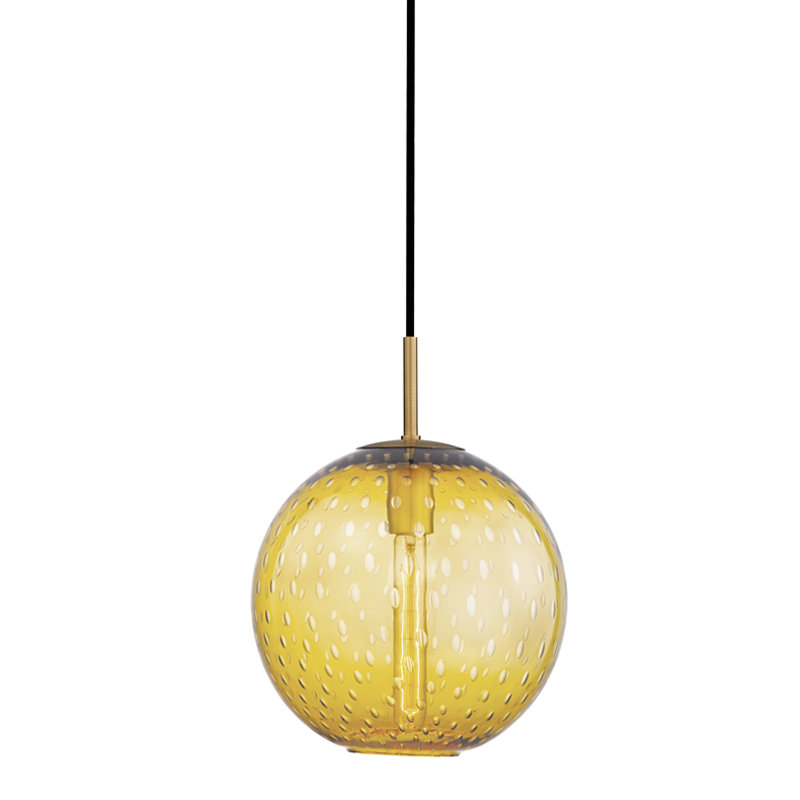 Rousseau 1 Light Pendant, 12.75" H X 11.25" W X 11.25" D, Clear, Aged Brass