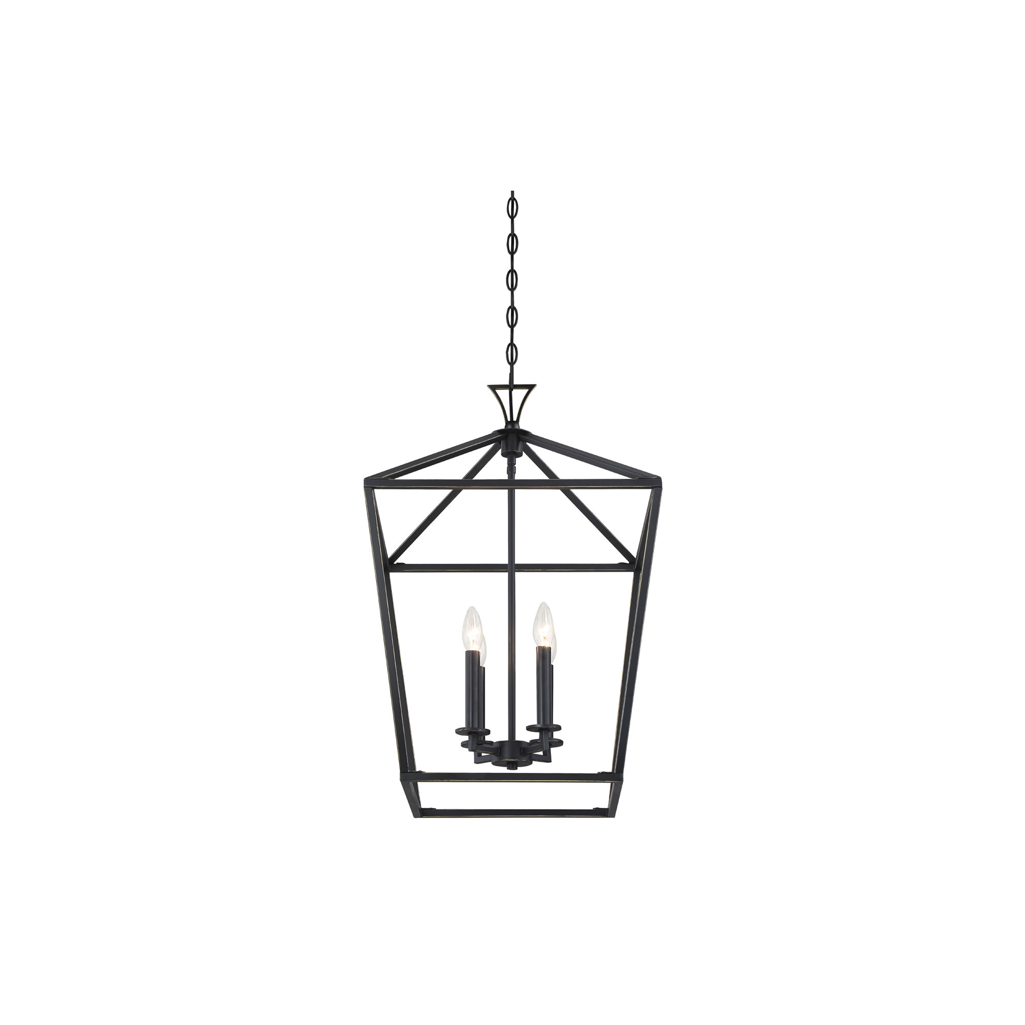 Hastings 4 - Light Lantern Geometric Chandelier, Classic Bronze