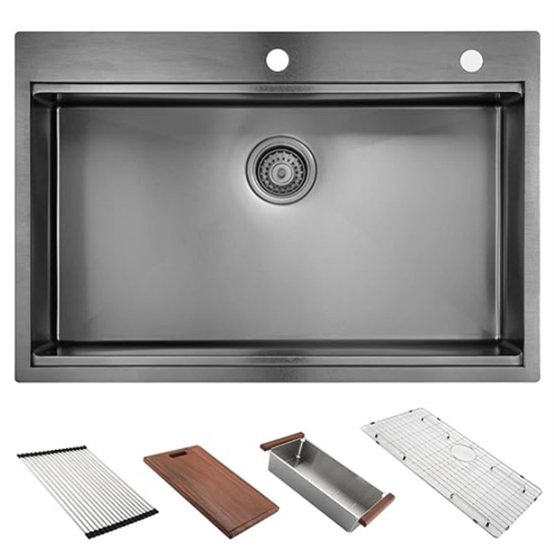 Évier de cuisine encastré 30 po x 22 po noir