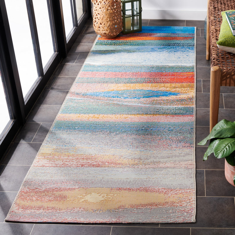 Agambir 500 Performance Abstract Indoor/Outdoor Area Rug, Square 5'3"