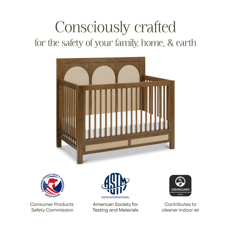 Eloise 4-in-1 Convertible Crib, Natural Walnut/Performance Sand Eco Weave