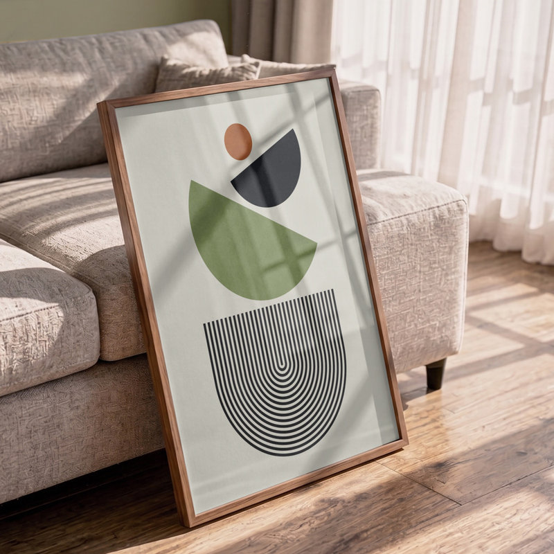 Modern Geometric Shapes by Other Artist, Framed Canvas, 12 × 18, Brown