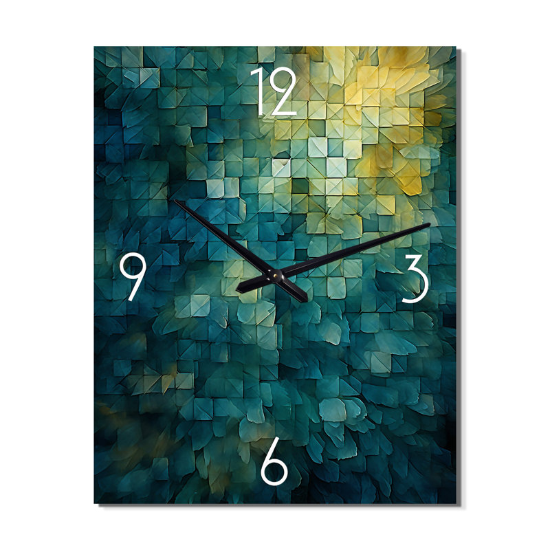 California Sunshine Retro Abstract Turquoise I - Peinture abstraite horloge murale, Moyen