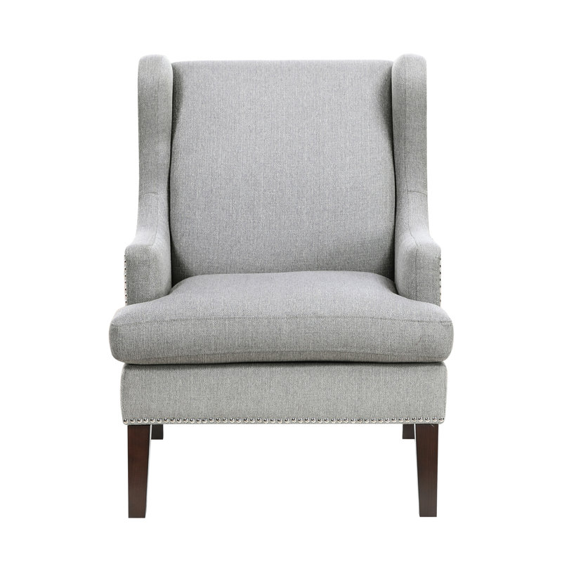Fauteuil d'appoint de salon, tissu texturé gris, structure en contreplaqué, revêtement de siège d'une largeur de 21 po, hauteur de 39,5 po, coussin en mousse
