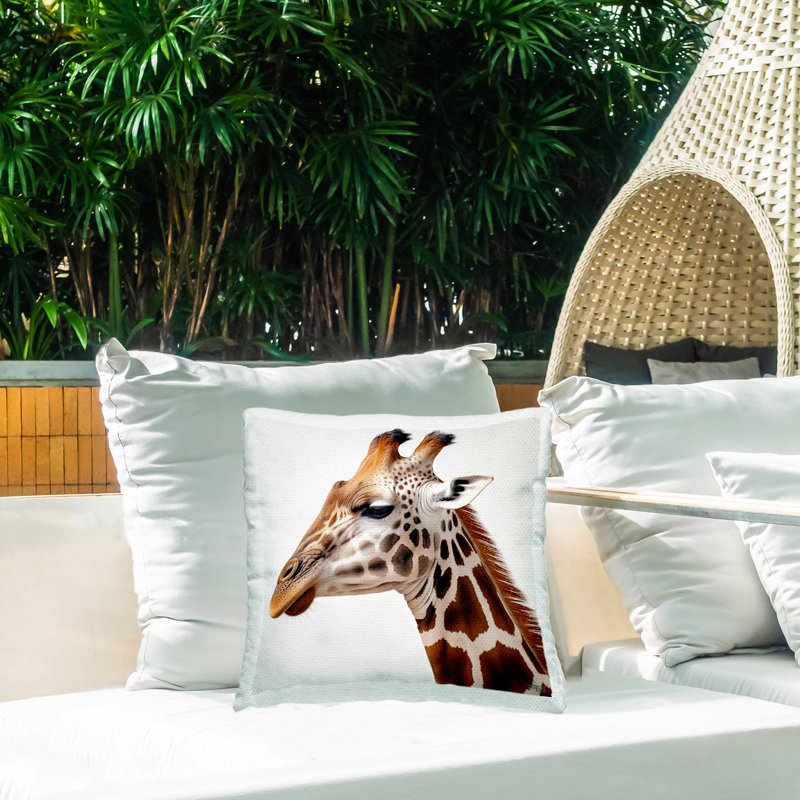 Simple Giraffe Portrait Outdoor Printed Pillow by RB