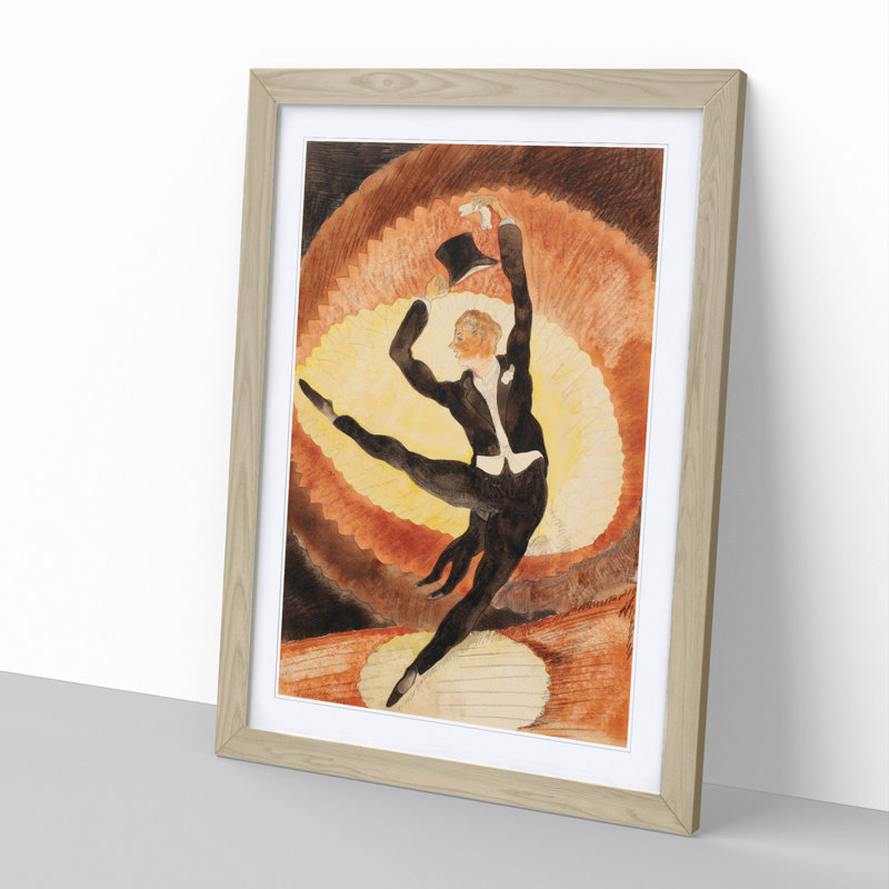 Vaudeville Male Dancer by Charles Demuth - Picture Frame Painting, 65cm H x 48cm W x 2cm D, Oak Framed