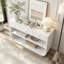 Console moderne avec 3 tiroirs à fermeture en douceur et 2 tablettes ouvertes-1659736319