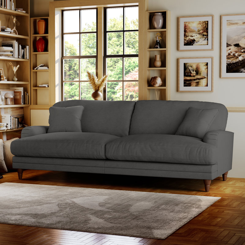Adaku 4 Seater Sofa  , Charcoal, Burnished Beech