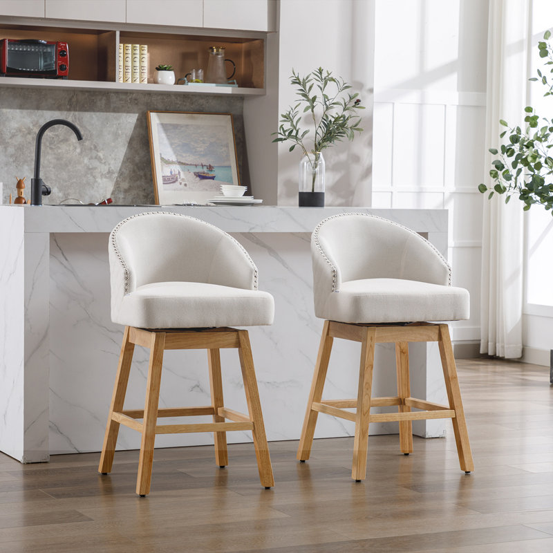 Ensemble de 2 tabourets pivotants Embry, Blanc