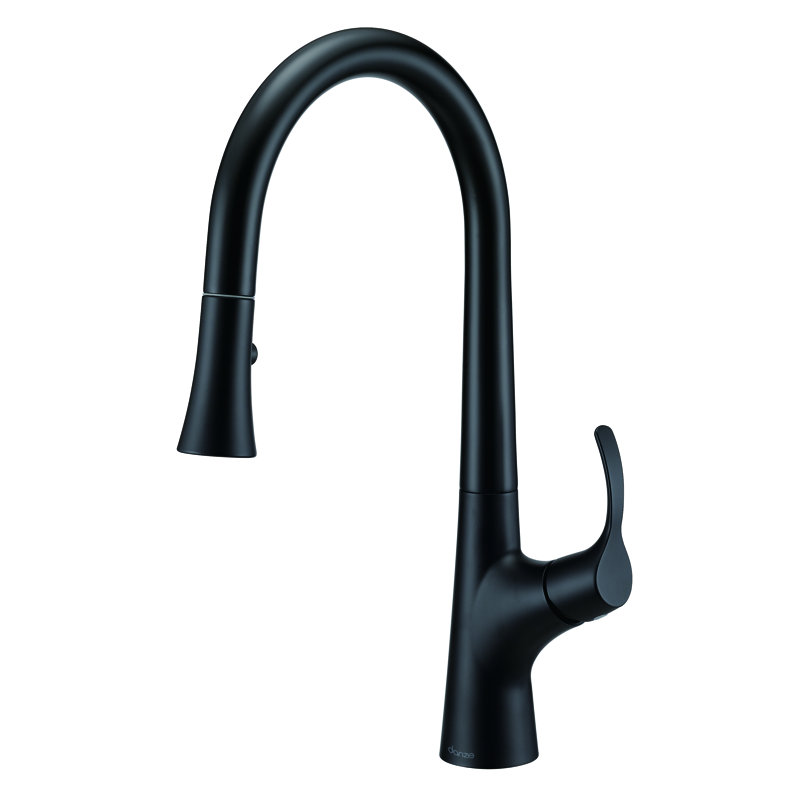 Antioch Pull Down Single Handle Kitchen Faucet, Satin Black
