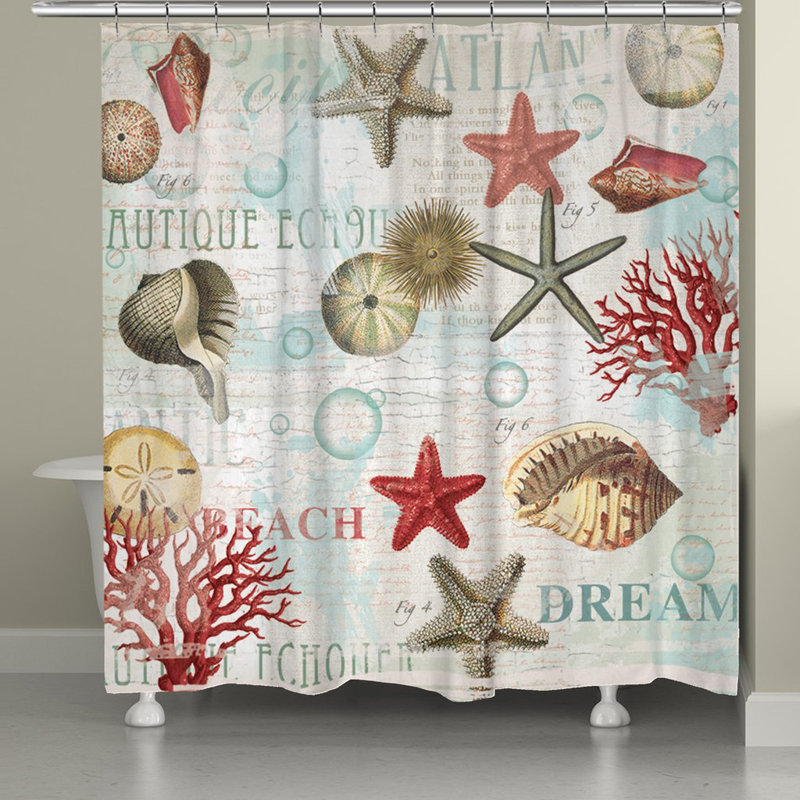 Rideau de douche simple Hager Dream Beach Shells, H 71 po x l 72 po